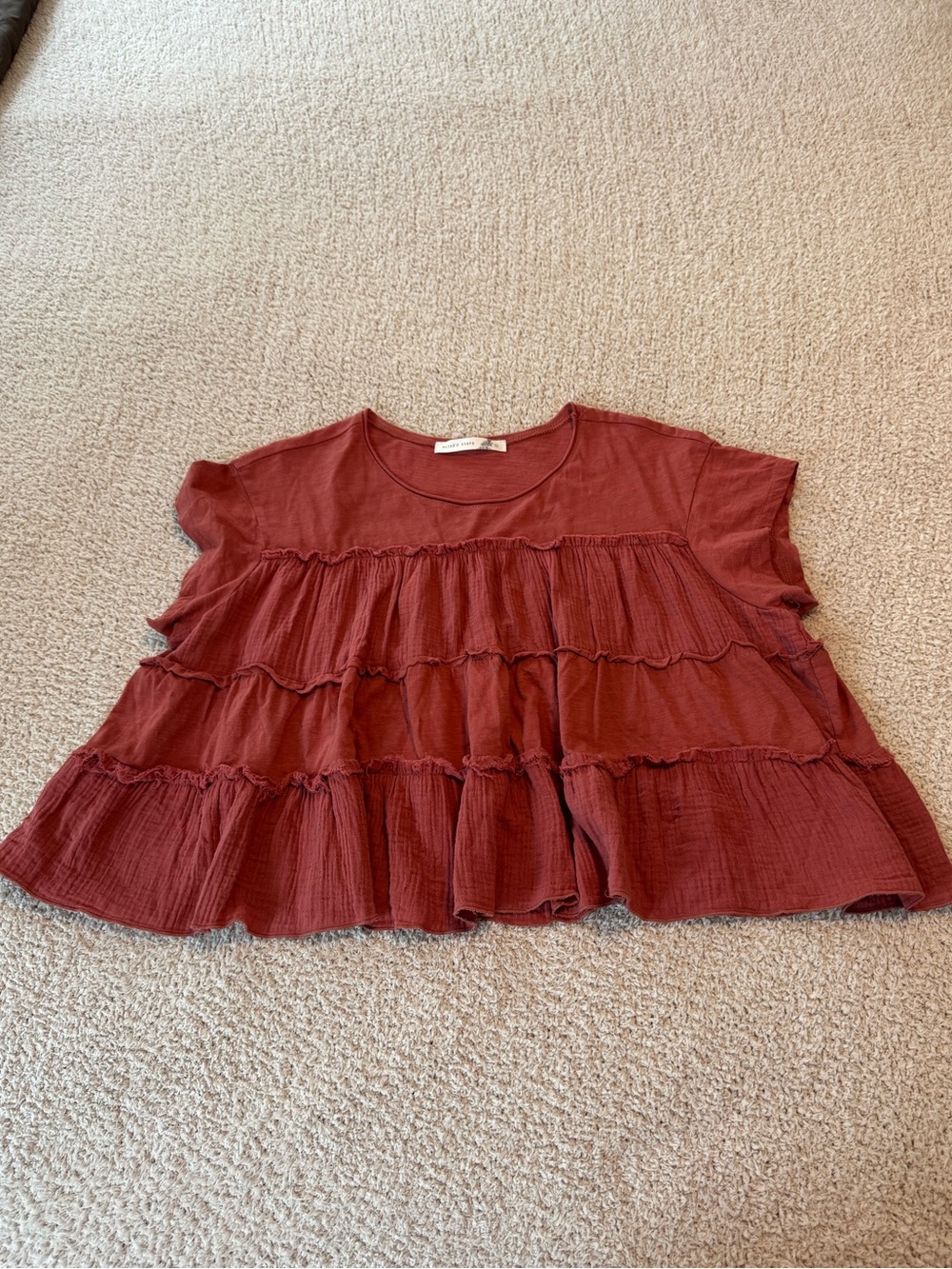 Altar'd State Rusty Brick Red Scoop Neck Top